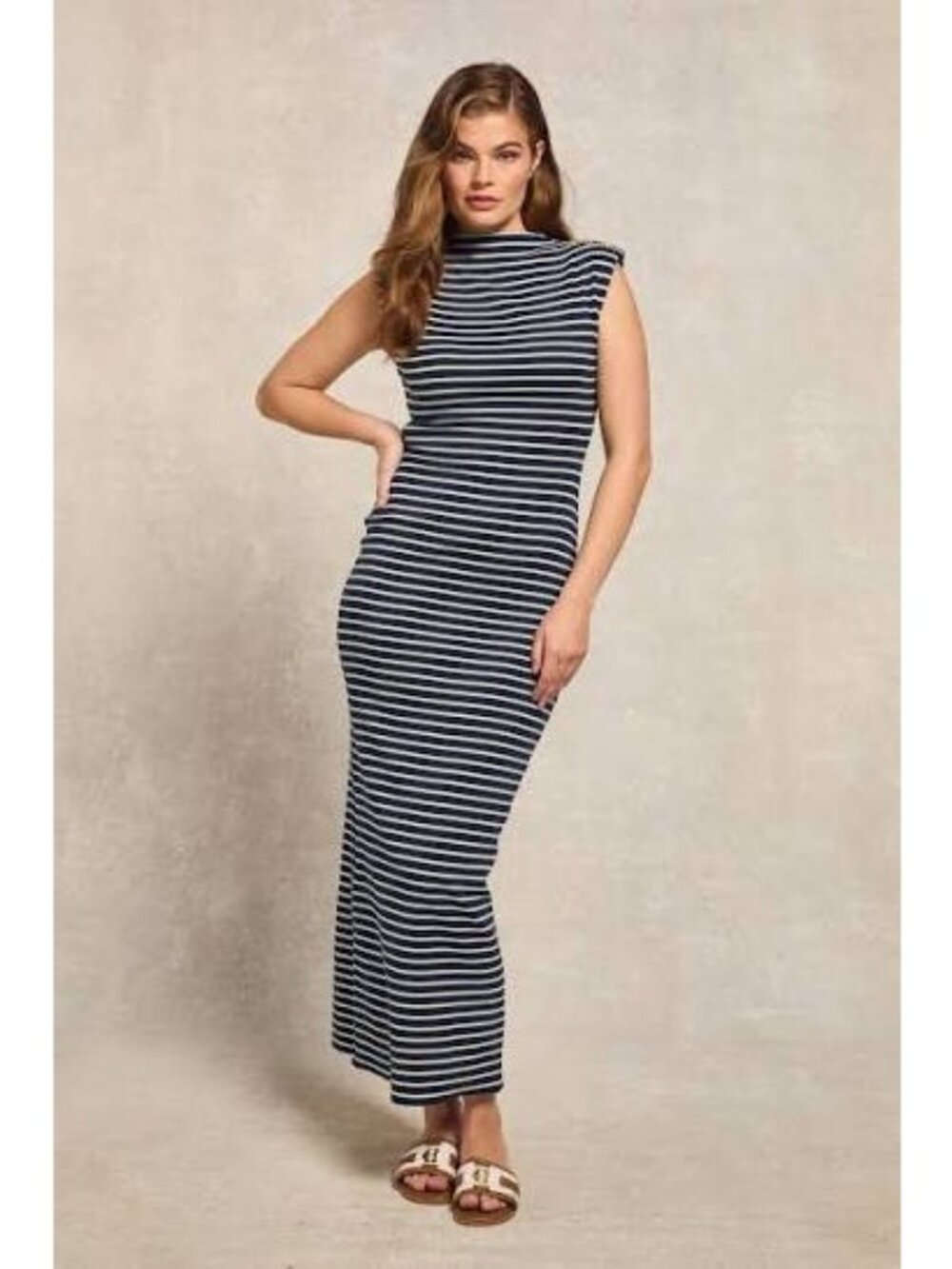 Holland Cooper Harper Maxi Dress XL NWT Navy White Stripe